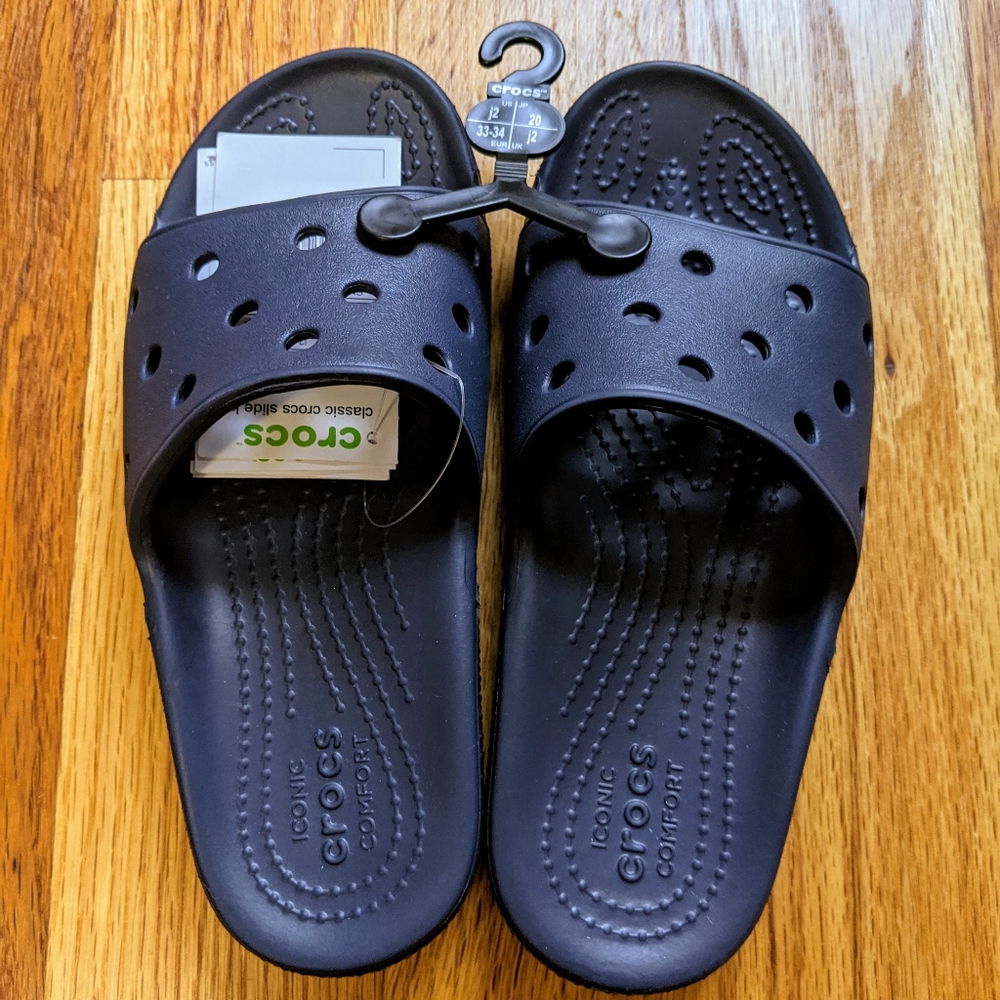 NWT Crocs Sandals Slides Size 2 Navy Blue